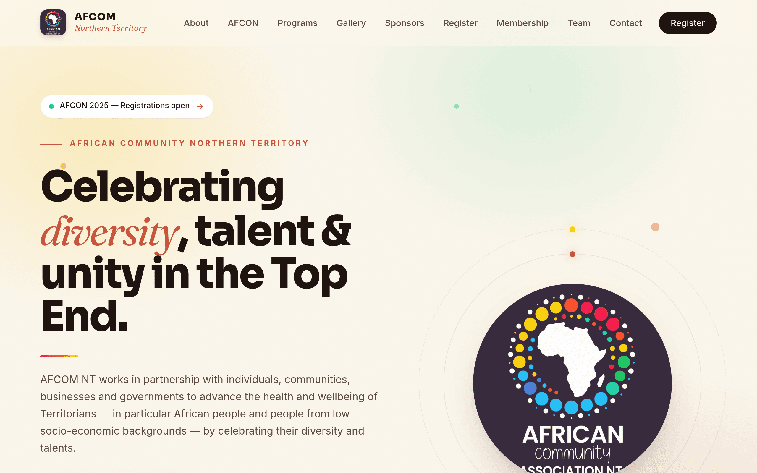 African Community Northern Territory — not-for-profit community & events website