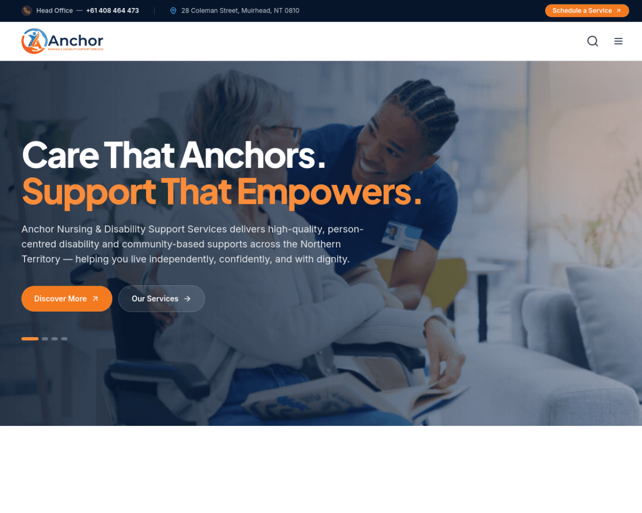 Anchor Nursing & Disability Support — registered NDIS provider website, Darwin