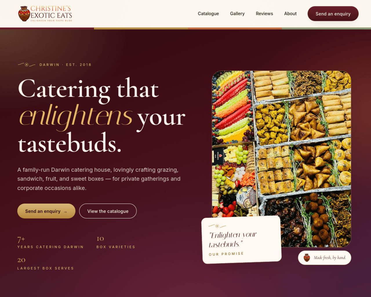 Christine's Exotic Eats — Darwin catering & grazing boxes website